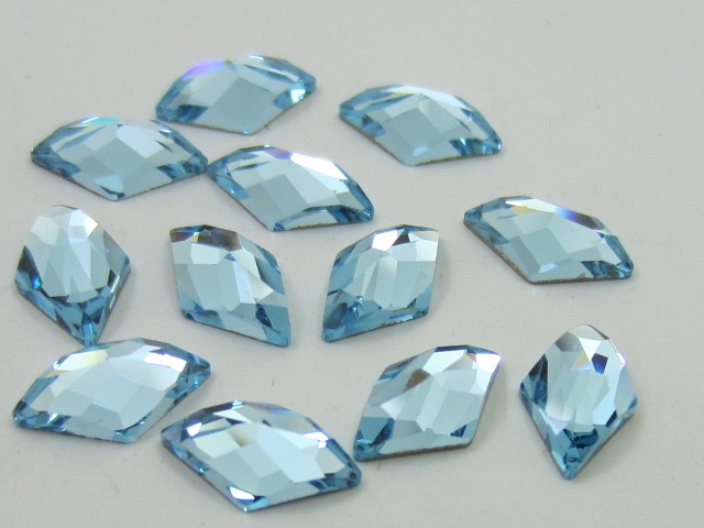 6 Pcs RHOMBUS 10X6mm AQUAMARINE FLATBACK STAR BRIGHT Rhinestones